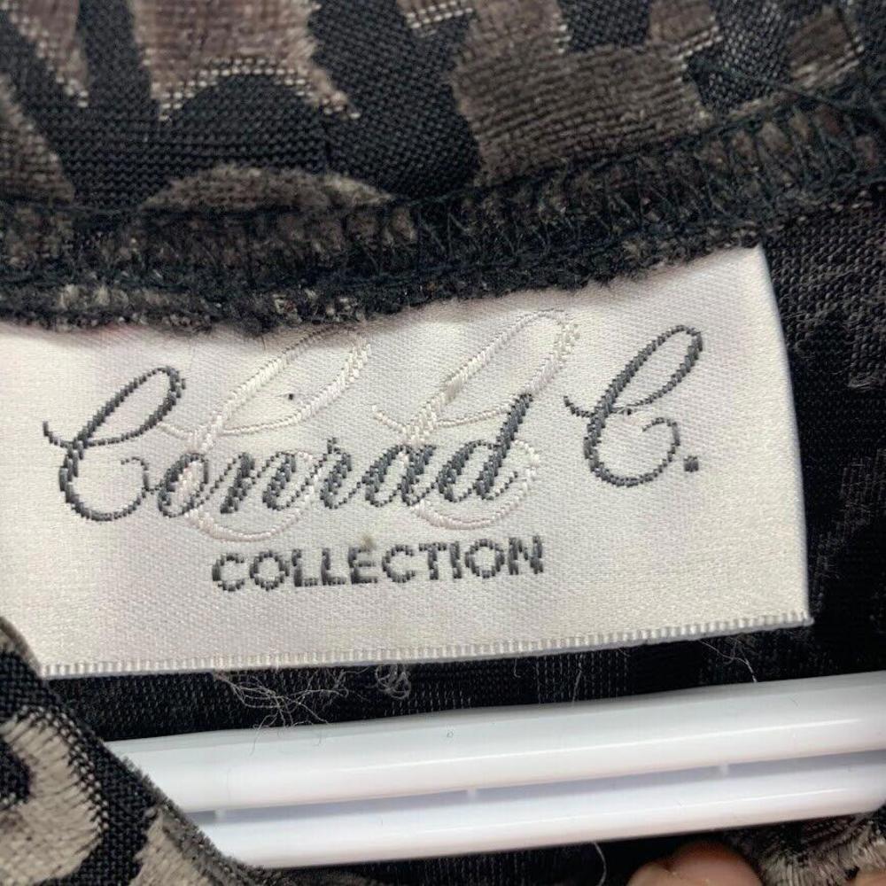Conrad C Womens Collection Gray Black Floral Design Velvet High Neck LS Top​​​​​ - Picture 3 of 7